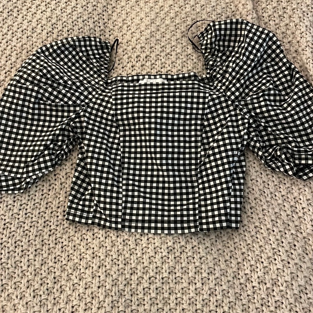 Gingham Black Stretchy Top
